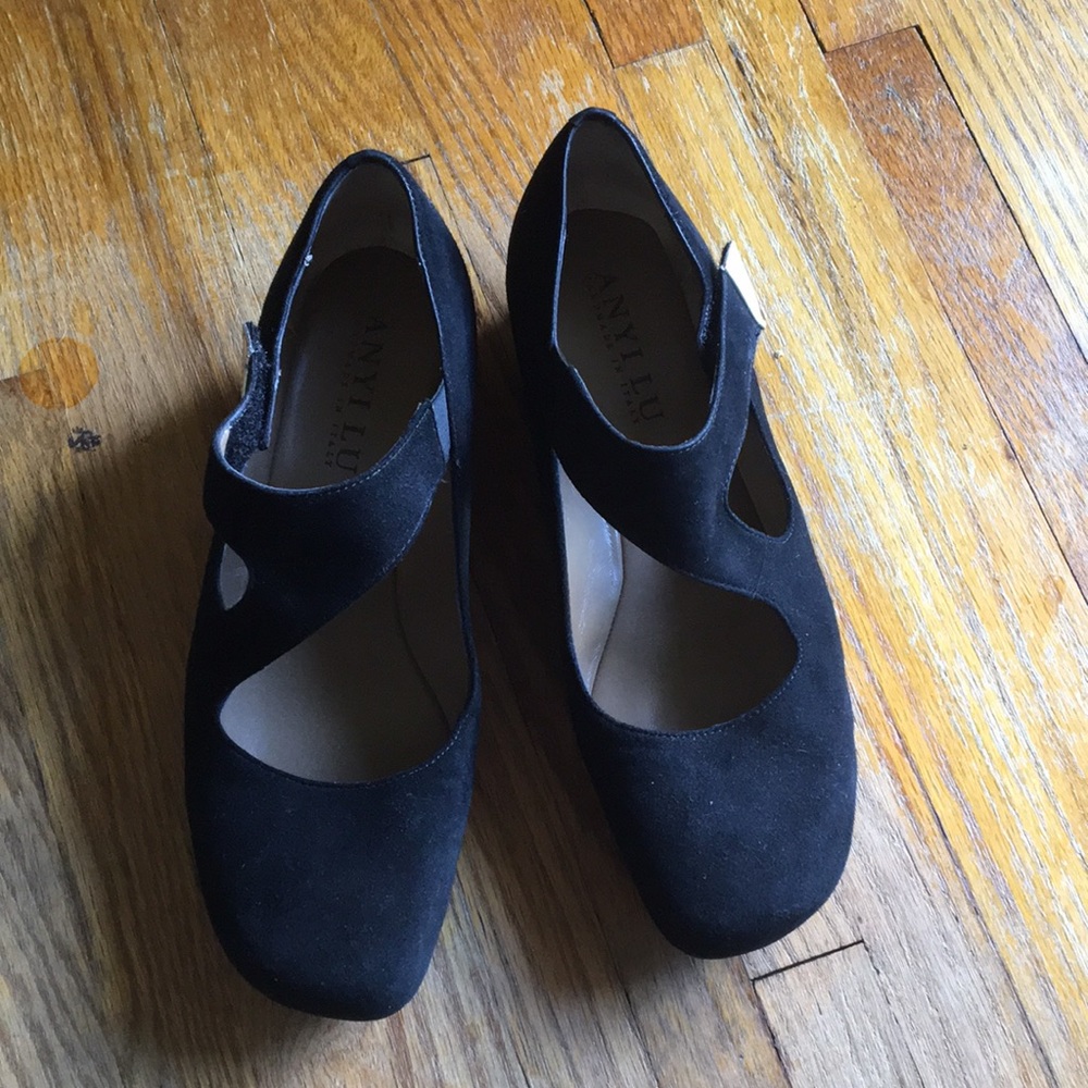 Anyi Lu Shirlee Black Suede Mary Jane Shoe (MADE IN ITALY)